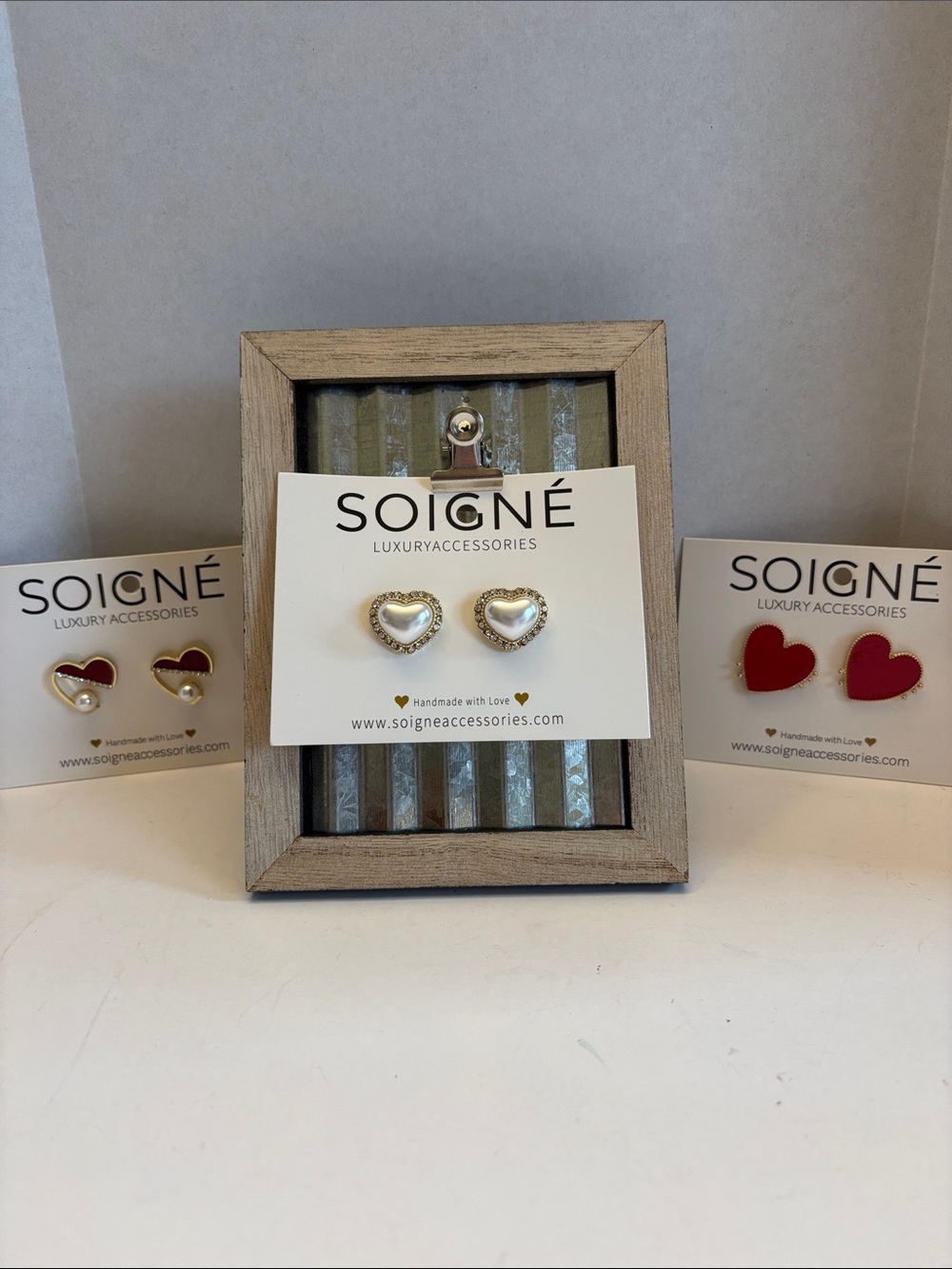 💰 Set of 3 Soigné Heart Stud Earrings